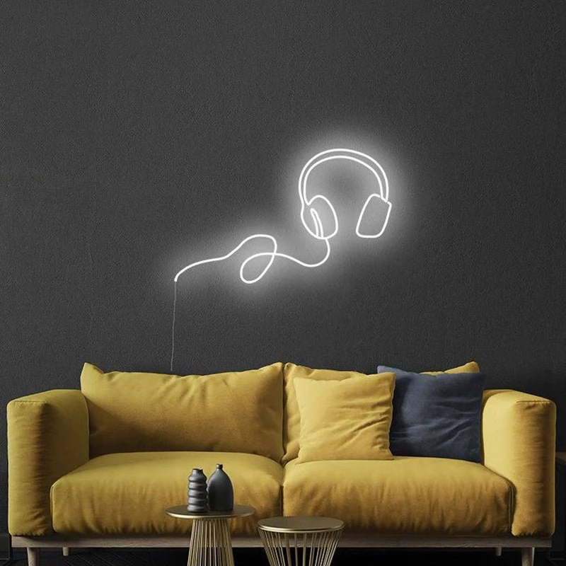 Headphones  Led Neon Sign Custom Decoracion Display Acrylic Flex Cartel Cool Light For Shop Party Gift Home Wall Decor