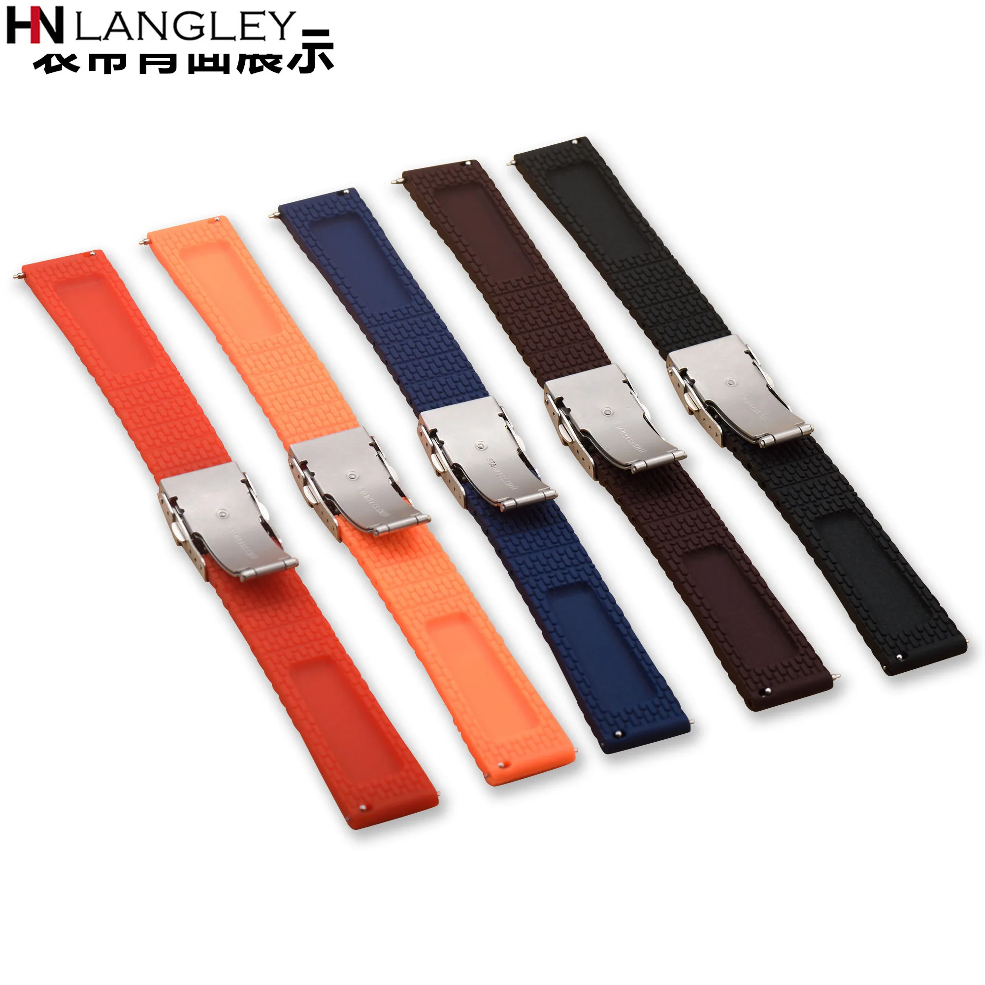 18mm 20mm 22mm 24mm Silicone Strap Folding Buckle for Samsung Galaxy Watch Gear S2 S3 Quick Release Rubber Bracelet Strap Band