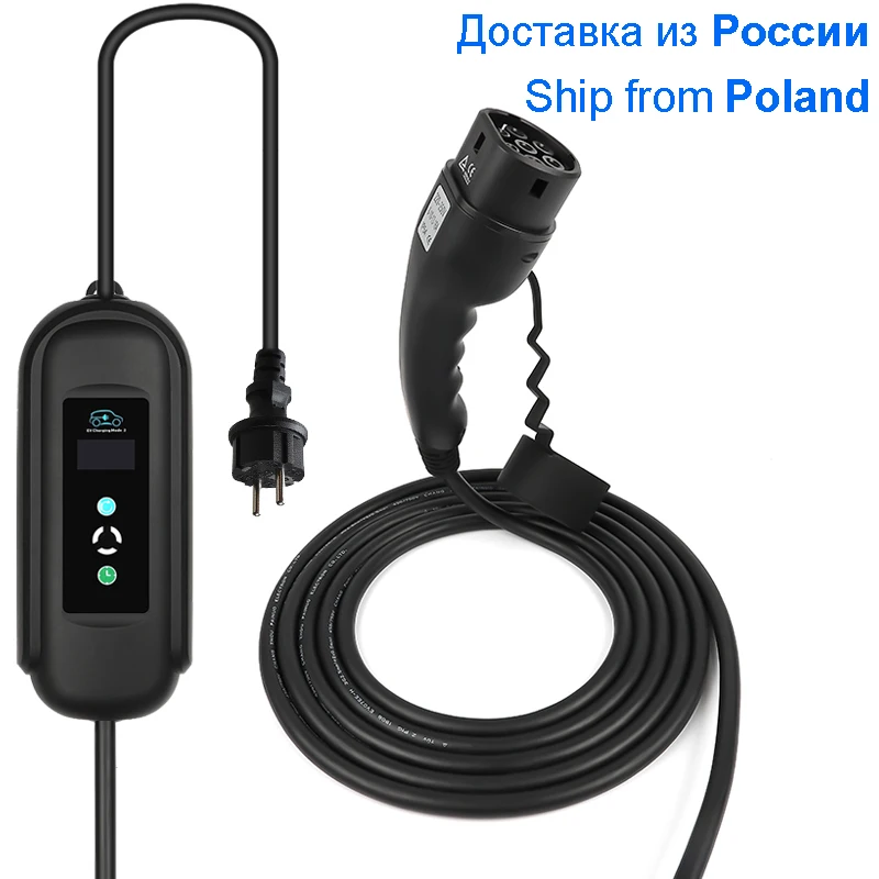 ANDAIIC Type 2 Portable EV Charging Box Cable Switchable 8/10/13/16A Schuko Plug Electric Vehicle Car Charger EVSE 1.8-3.6KW