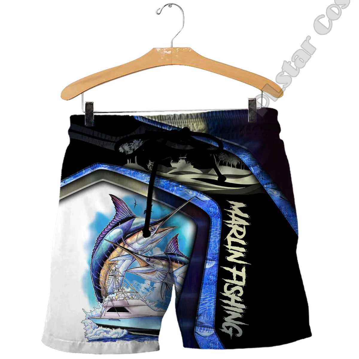 PLstar Cosmos Tuna MaHi Marlin NewFashion Fishing Fisher Animal Funny 3DPrint Men/Women Unisex Summer Shorts Beach Short Pants 1