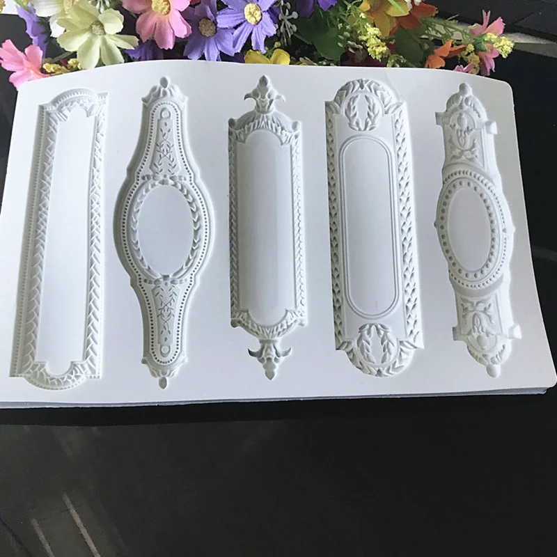European Style Long Photo Frame Silicone Mold Kitchen Baking Decoration Tool Resin DIY Cake Chocolate Fondant Moulds Accessories