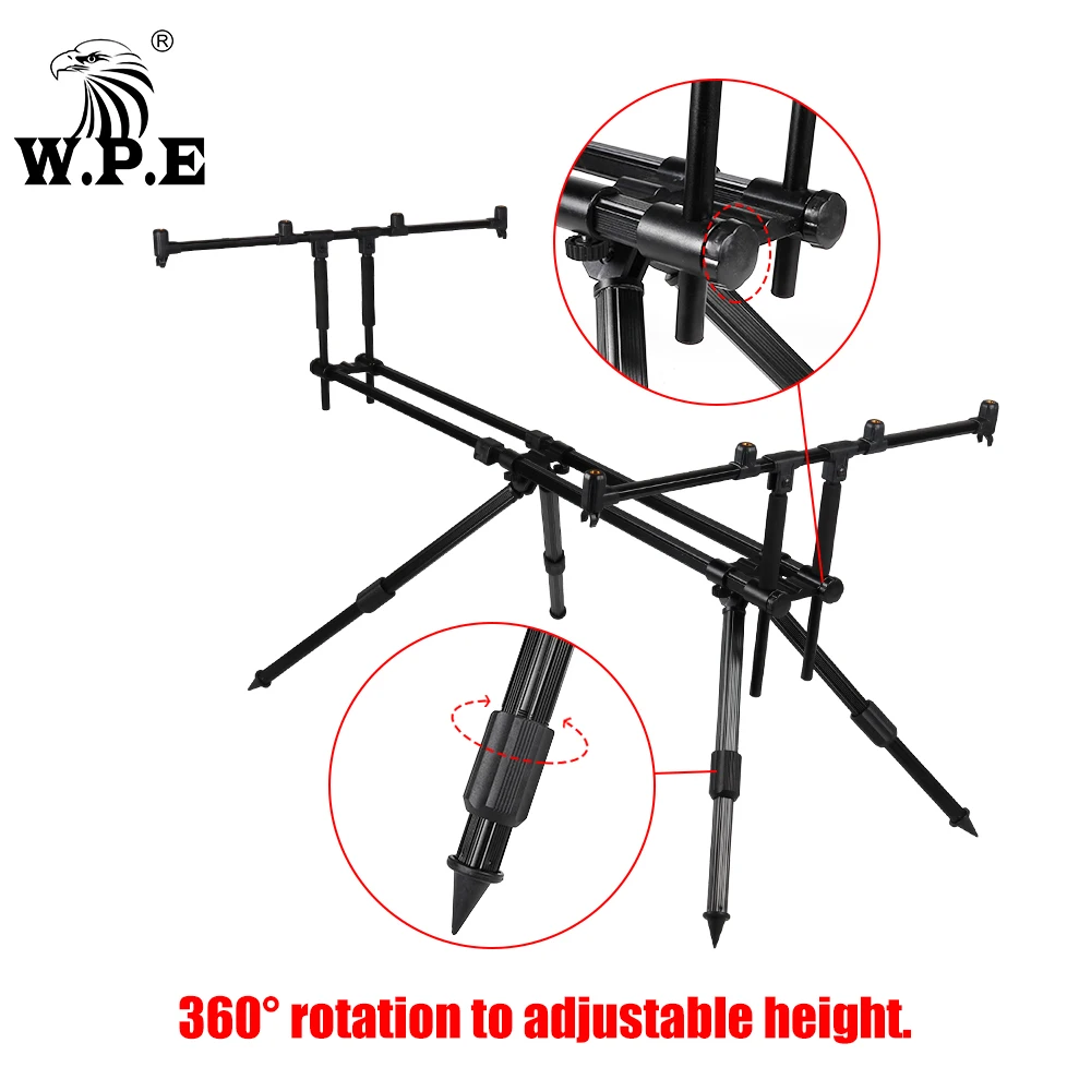 WPE-Pesca Rod Pod Titular, Dobrável Carpa Peixe Rod, Suporte Pólo Retrátil Ajustável, Tackle Pesca