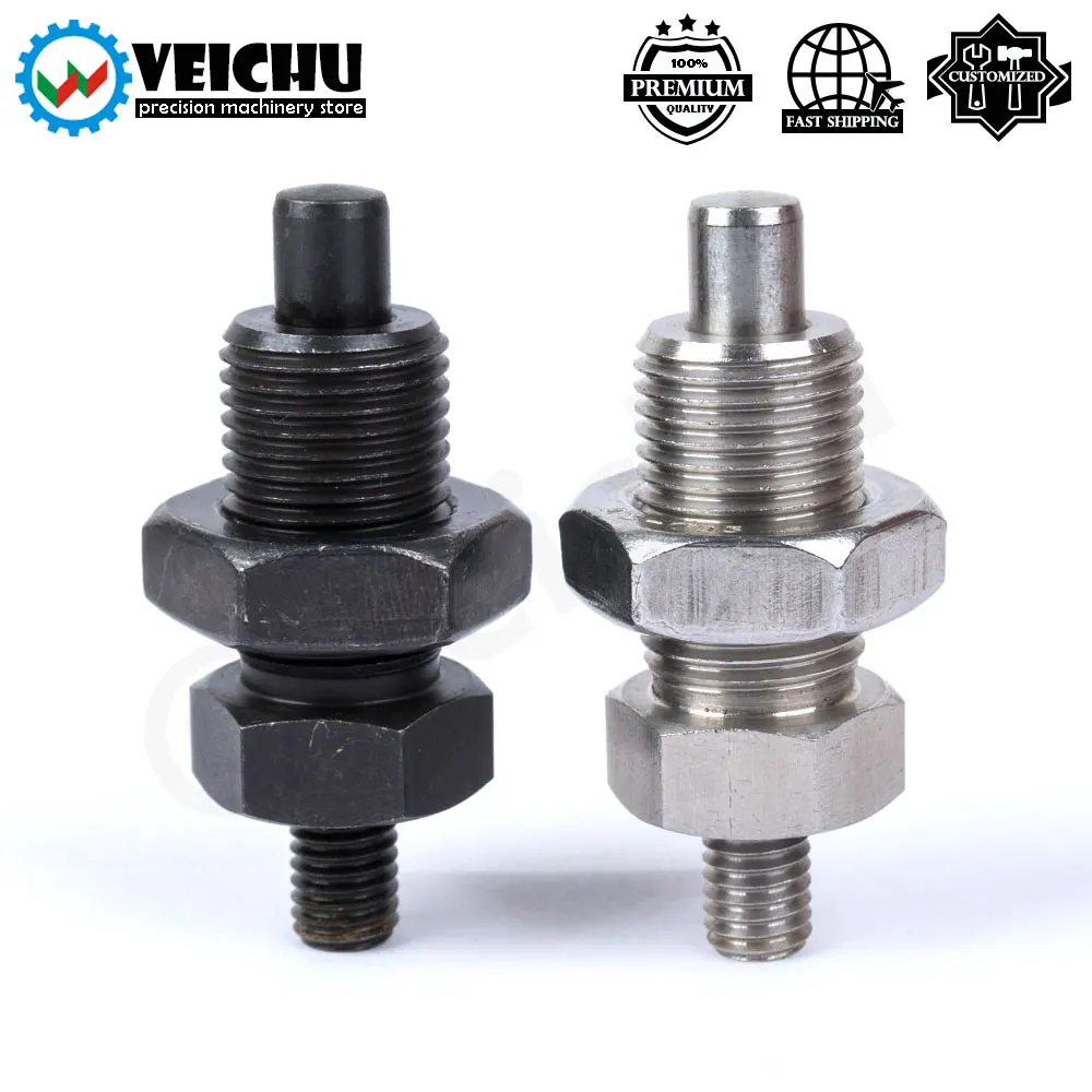 VEICHU Locking Positioning Pins Steel Index Bolts With Hexgon Collar And Nuts Indexing Plungers Without Knob