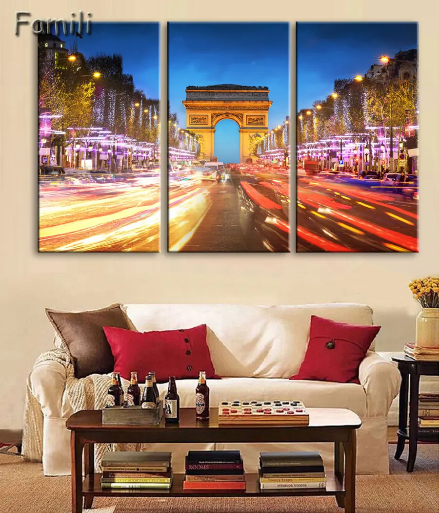 

3 panel canvas art Fashion Paris Street Modern Wall Painting Printed On Canvas Beautiful Wall Pictures,posters and prints