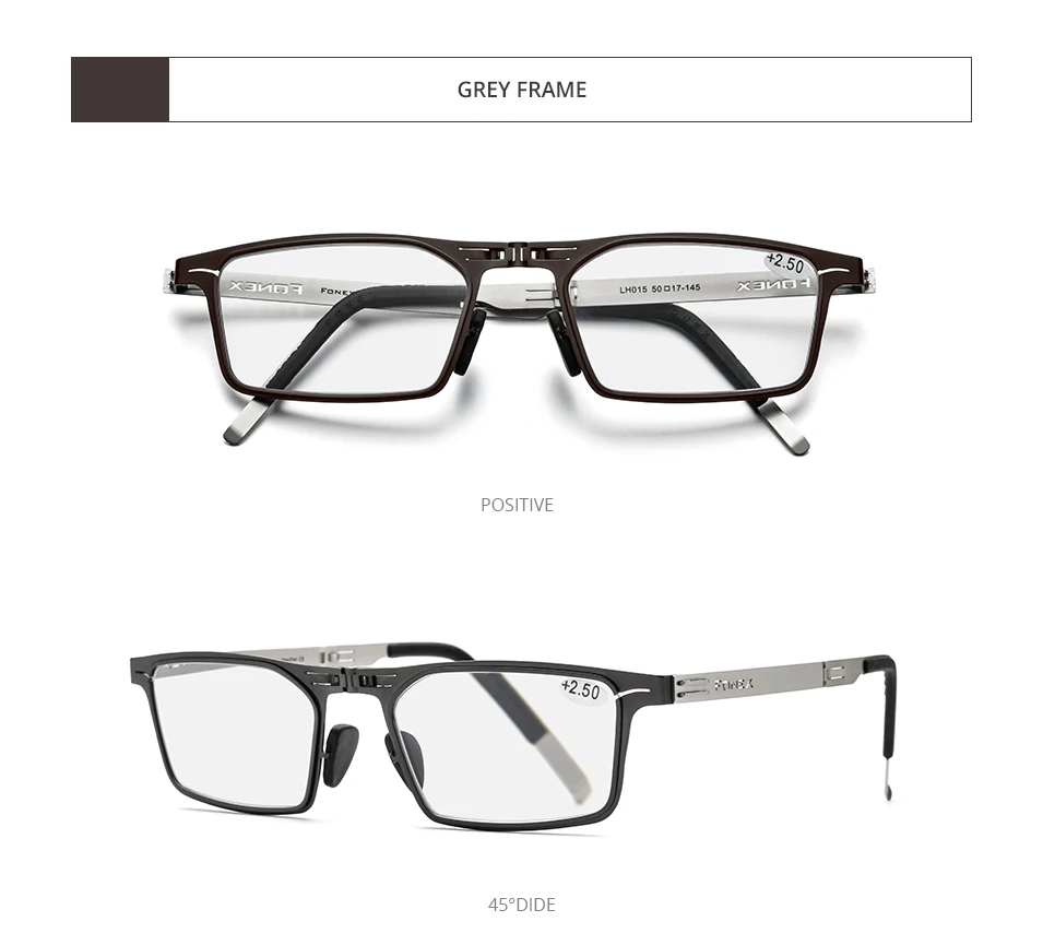 FONEX Photochrome Grau Anti Blau Blocking Folding Lesebrille Männer Frauen 2021 Hyperopie Leser Schraubenlose Brillen LH015 – Detail 9