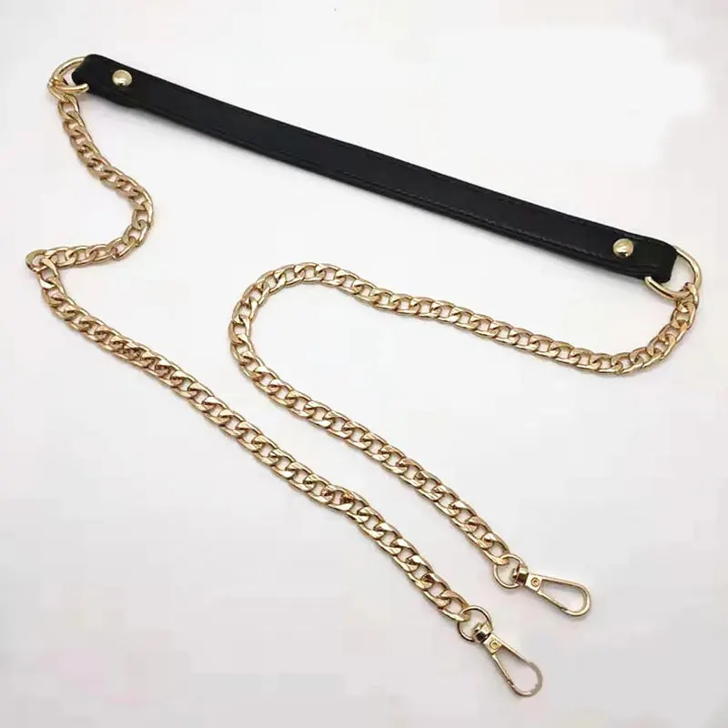 120cm PU Leather Gold Metal Chain Shoulder Bag Strap Buckle Handle DIY Repalcement Solid Handbag Bag Accessories Correa Bolso