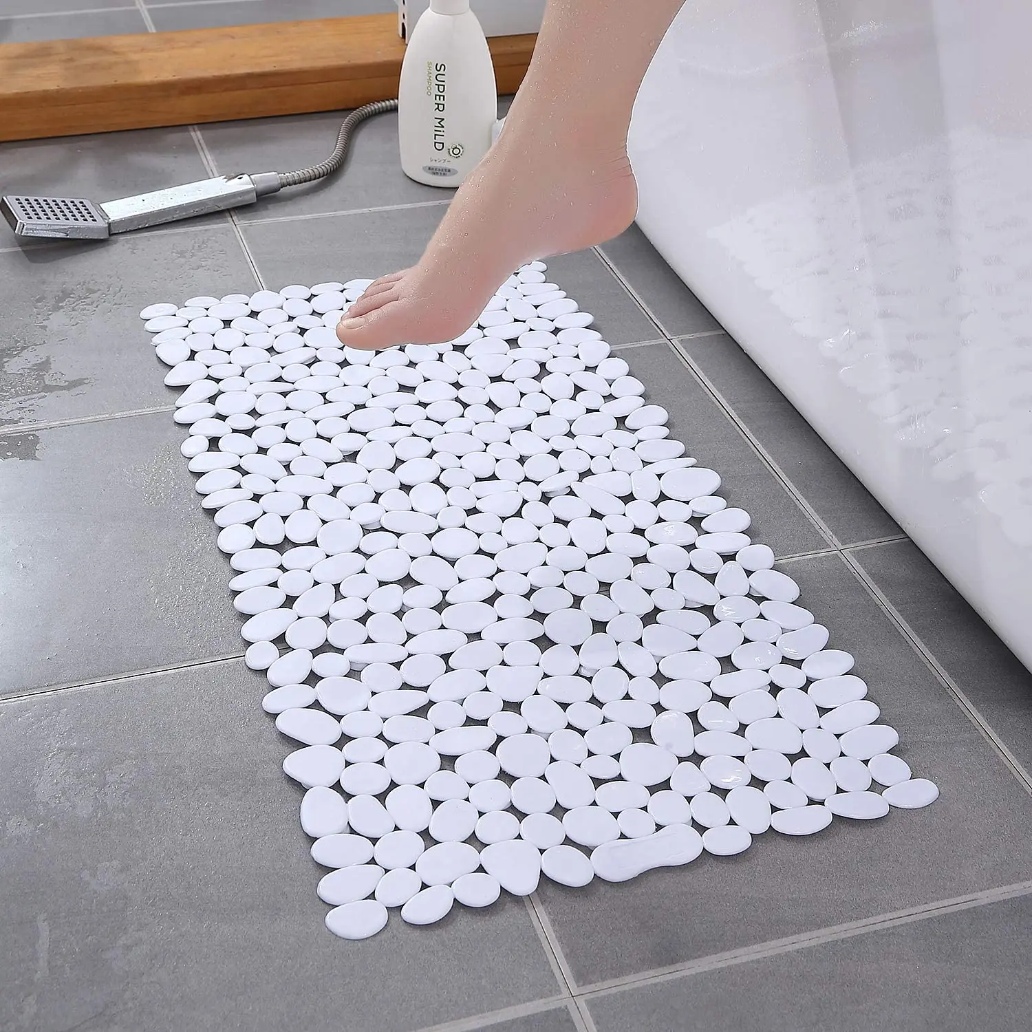 Non-Slip Bathroom Mat Anti Slip Bath Mats Suction Cup Shower Cushion Long Bathtub Foot Pads PVC Plastic Mats for Bathroom