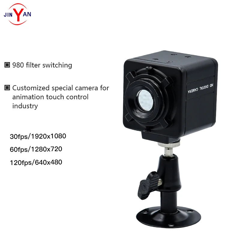 2 MP omnidirectional rotating bracket animation touch 980 nm narrowband black square shell camera drive-free