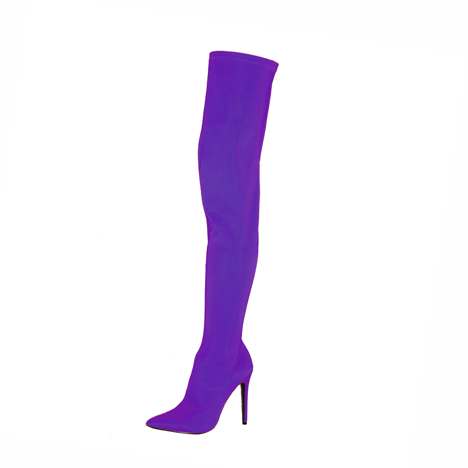 Candy Colors Stretch Lycra Boots Pointed Toe Slim Leg Thigh Boots 10 cm High Heels Long Boots Over the Knee Boots