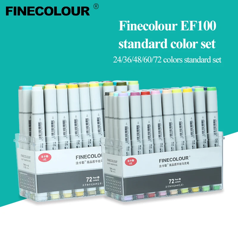 

Finecolour EF100 Professional Art Double Heads Marker 24/36/48/60/72 Colors Standard Hand-painted Anime Alcoholic Marker Pen