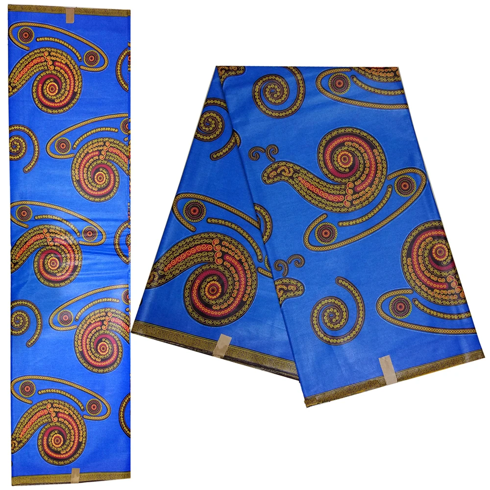 Tela africana 100% algodón nigeriano Ankara, cera Real de alta calidad, tela azul africana con estampado de caracol