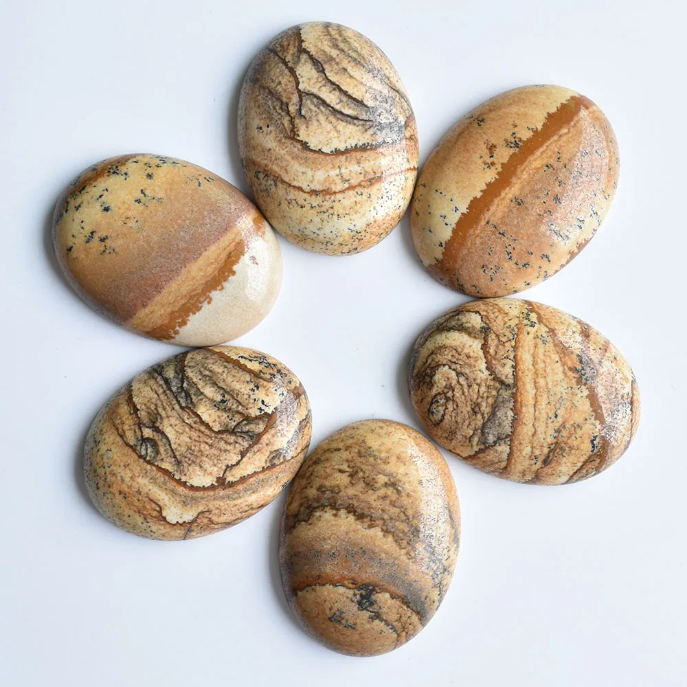 Großhandel 12 Stück/Set modische, sortierte Naturstein-Mischperlen in ovaler Cabochon-Form 30x40mm für DIY-Schmuckzubehör, kostenlos. – Detail 9