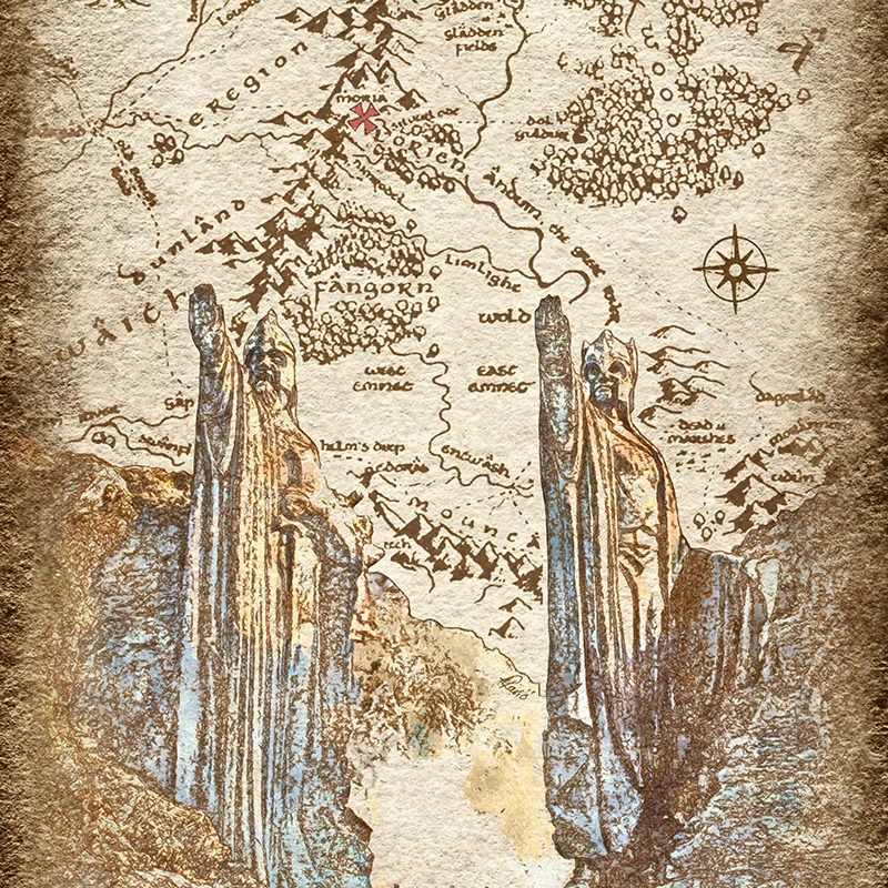 Tolkien Middle Earth Retro Travel Map Wall Art Canvas Painting Prints Fantasy Literature Movie Poster Wall Pictures Home Decor