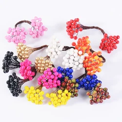 25/50Pcs Head 0.5Cm Double Heads Berry Stamen Artificial Flower For Wedding Home Party Decoration Diy Wreath Craft Fake Flowers