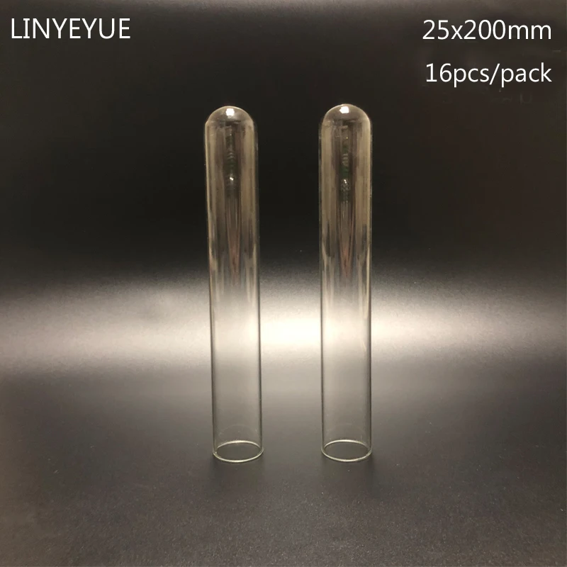 16 pieces/pack 25x200mm lab Glass Test tube U-shape Bottom Laboratory Glassware Glass Tube