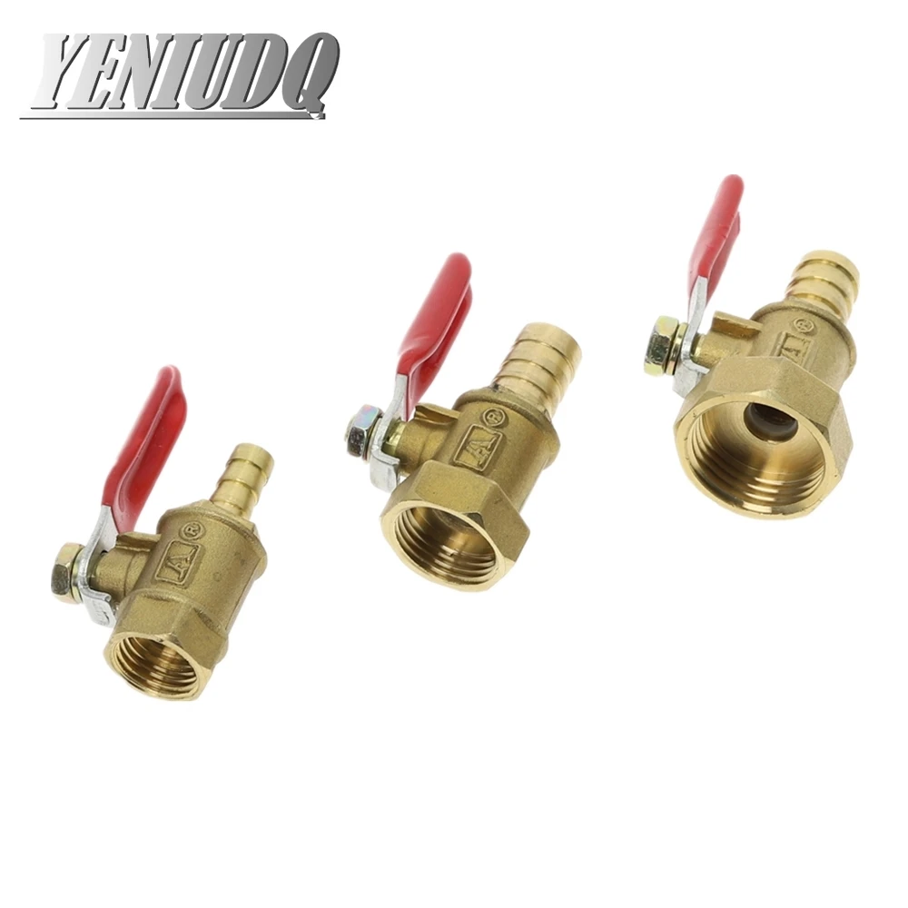 Brass Barbed ball valve 4-12 Hose Barb 1/8'' 1/2'' 1/4'' Female Thread Connector Joint Copper Pipe Fitting Coupler Adapter