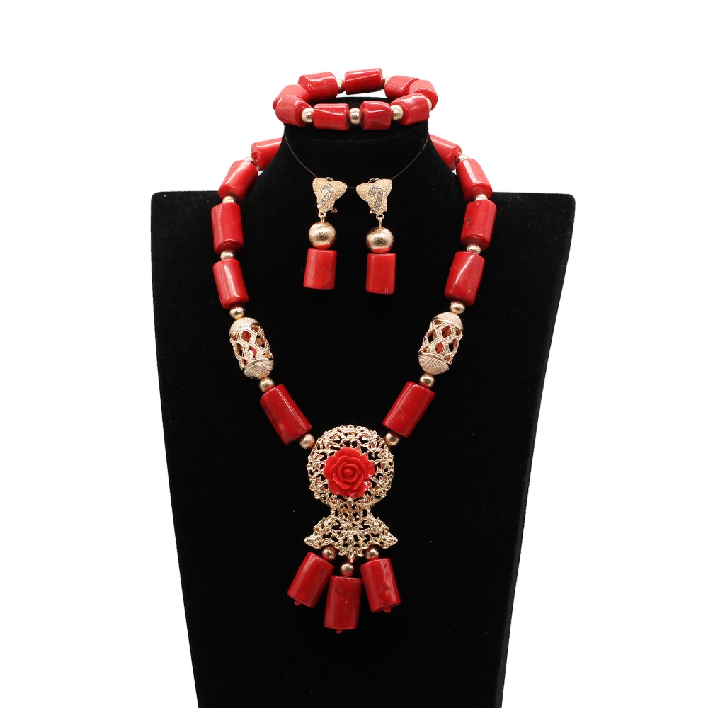 

New Nigeria White Coral Beads Jewelry Set Natural Coral White African Coral Beads Bridal Jewelry Sets ABG055