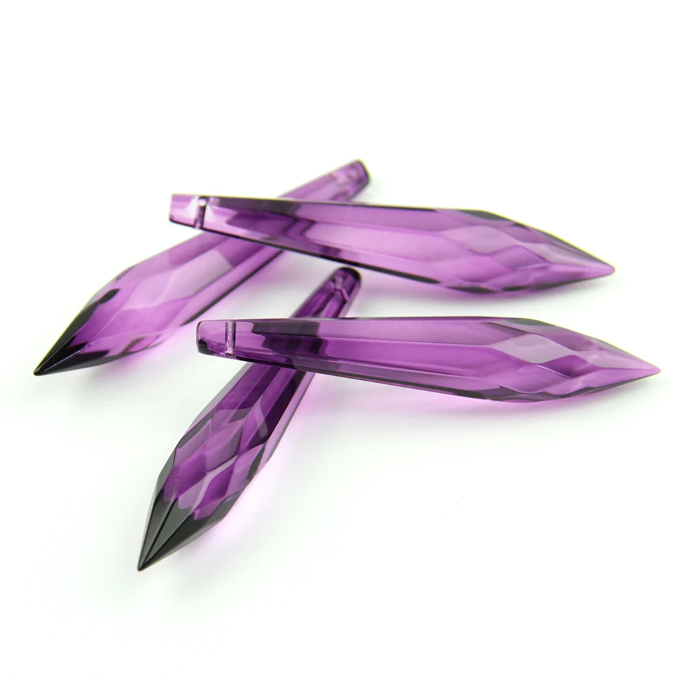 38MM/63MM/76MM Dark Purple K9 Crystal Chandelier Pendants Prisms Cut&Faceted Glass U-Icicle Drops For Cake Topper Decoration