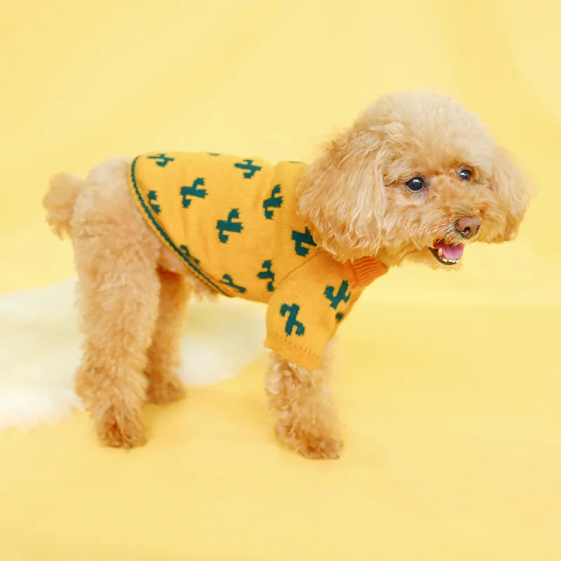 PETCIRCLE Dog Puppy Clothes Turmeric Cactus Sweater Pet Cat Fit Small Dog Spring and Autumn Pet Dog Costume Cloth Dog Sweater
