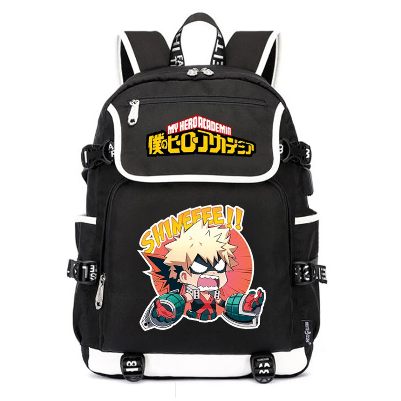 Mój bohater Academia Anime torby szkolne kobiety plecak Bakugou Katsuki Bookbag plecak z portem USB Oxford plecak podróżny