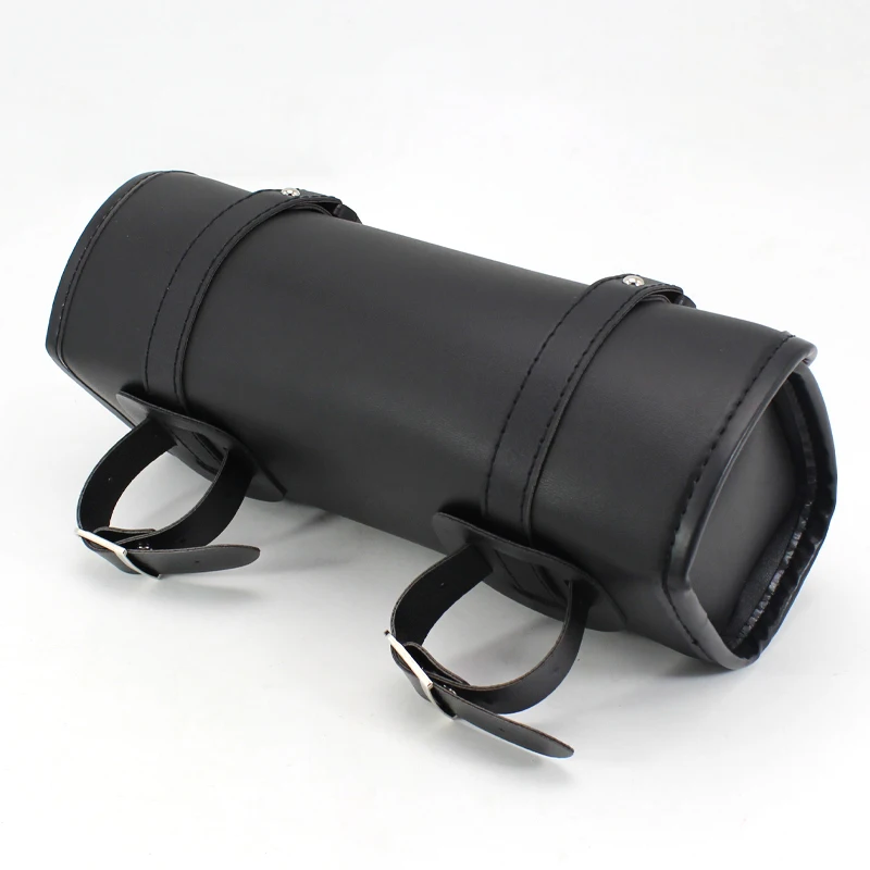 Universal Motorcycle PU Leather Handlebar Front Fork Tool Bag SaddleBag Storage Pouch Luggage Custom Cruiser Chopper Cafe Racer