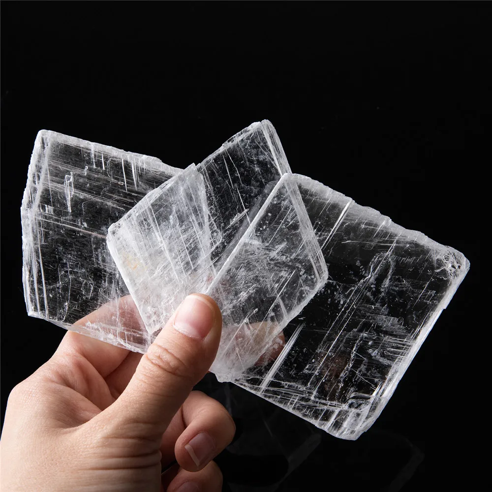 1pcs Transparent Selenite Slice Natural Stones Quartz Crystal Mineral For Collection Home Decoration