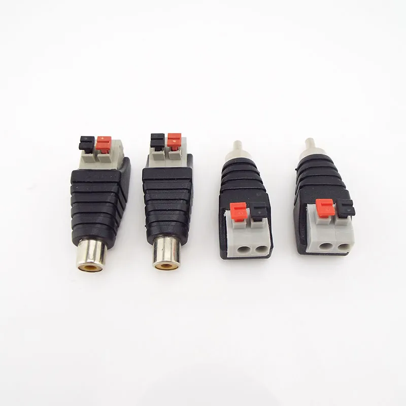 DC Plug RCA Male Female Connector 5.5X2.1Mm Speaker Wire A/V Cable To Audio Press Plug Terminal Adapter Jack Plug Wholesale H1