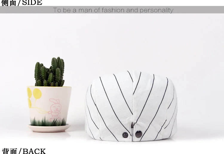 LDSLYJR Spring Autumn Cotton Striped Newsboy Caps Flat Peaked Cap Men and Women Painter Beret Hats 28