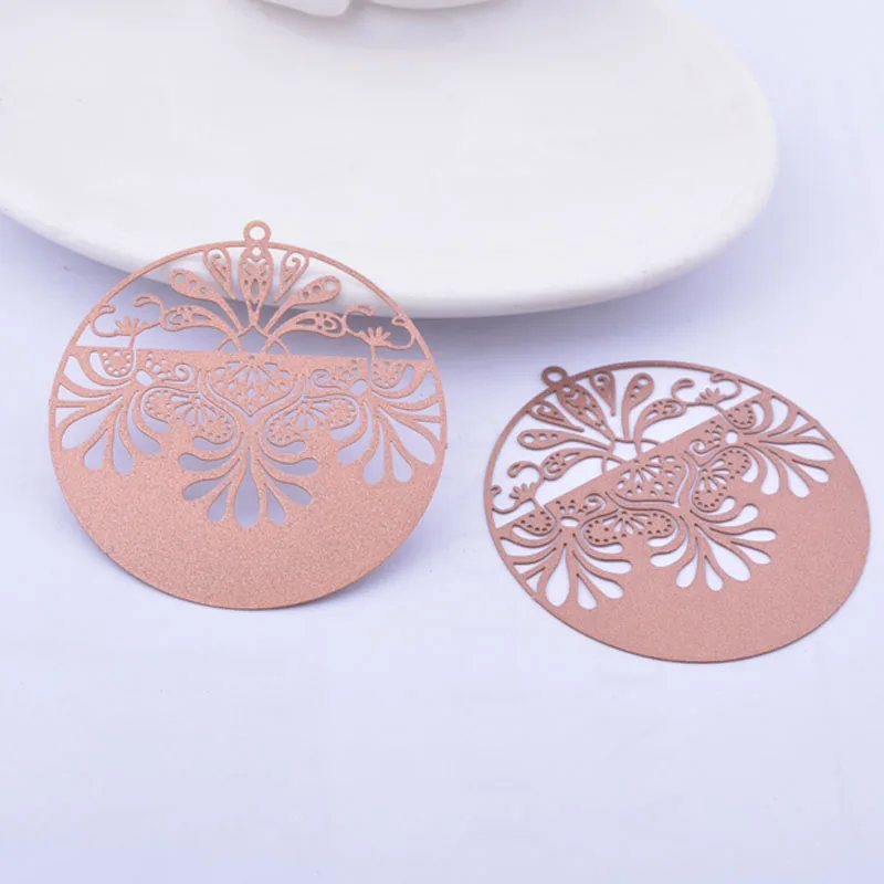 30 Stück AA4670 45*47mm Bemaltes Messing Große Runde Anhänger Filigran Schmuck Ohrring Zubehör – Detail 5