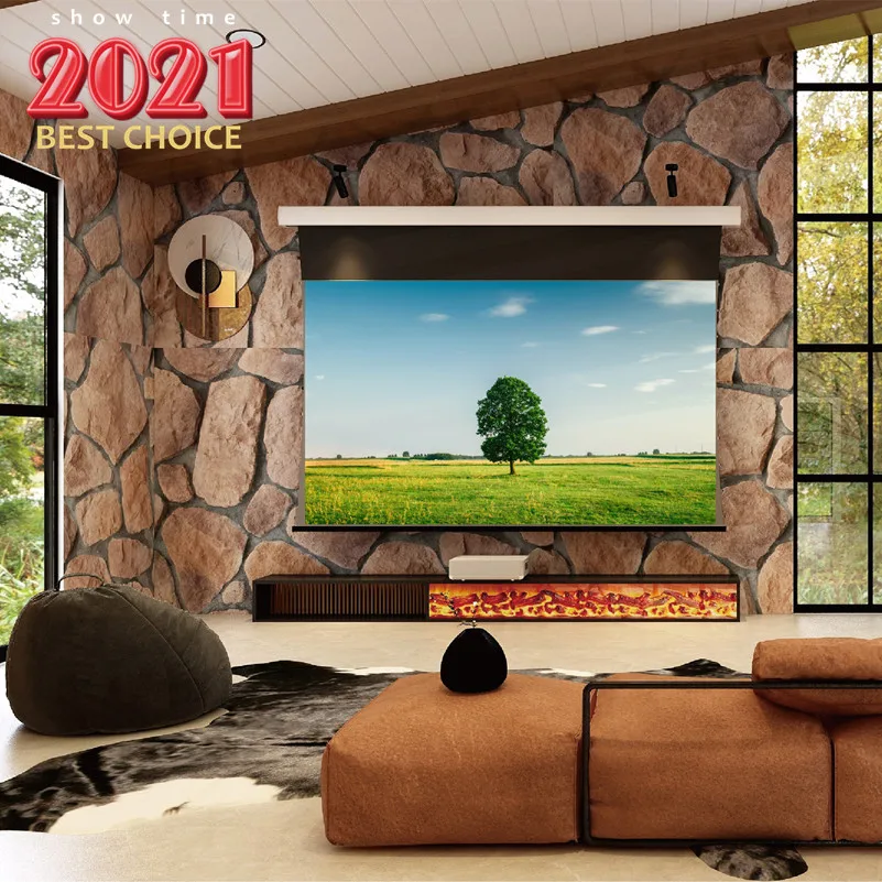 MIVISION HD Tab-Tensioned Electric Drop Down Projection Projector Screen With Remote Control