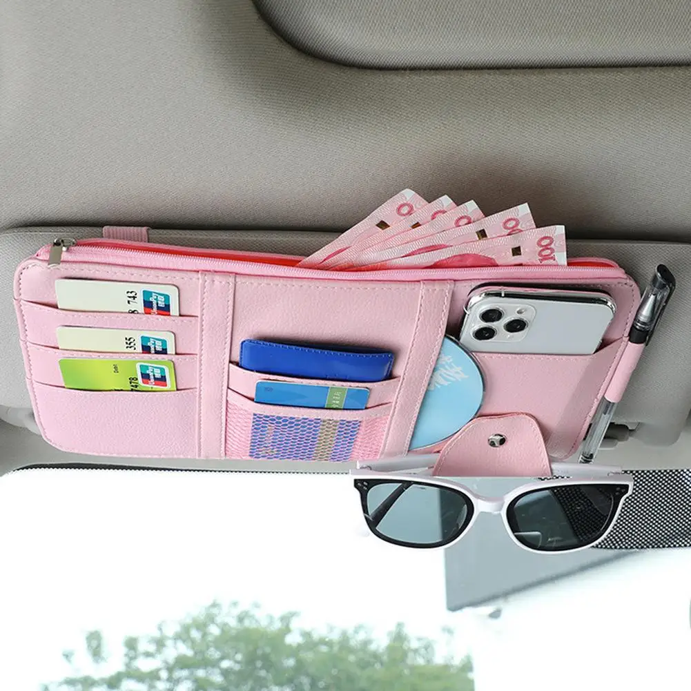 New Car Sun Visor Photo Album Organizer Zipper Type Card Holder Storage Folder Multi-function Storage Folder Protective Holder