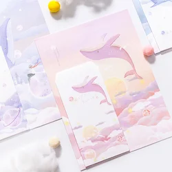 Cosmic Whale Envelope Letter Paper Set 3 Envelope 6 Sheets Letter Stationery Wedding Invitation Romantic Confession Love Writing