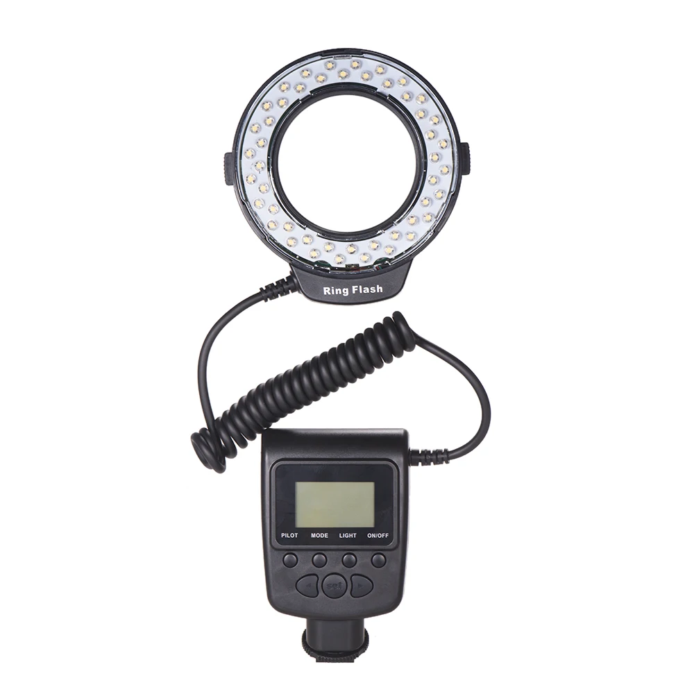 HD-130 Macro LED Ring Flash Bundle with 8 Adapter Ring for Canon Nikon Pentax Olympus Panasonic DSLR Camera Flash V HD130