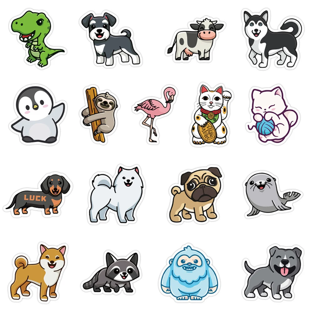 10/30/50PCS Kawaii Animal Cartoon Stickers Skateboard Fridge Phone Guitar Motorcycle Luggage Decal Sticker Fun for Kid Toy