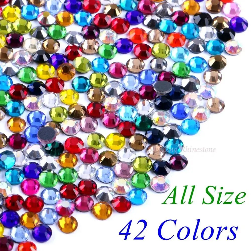 All Colors! SS6 SS10 SS16 SS20 SS30 High Quality Glass Crystals Hotfix Rhinestone Iron-on Rhinestones Diamond