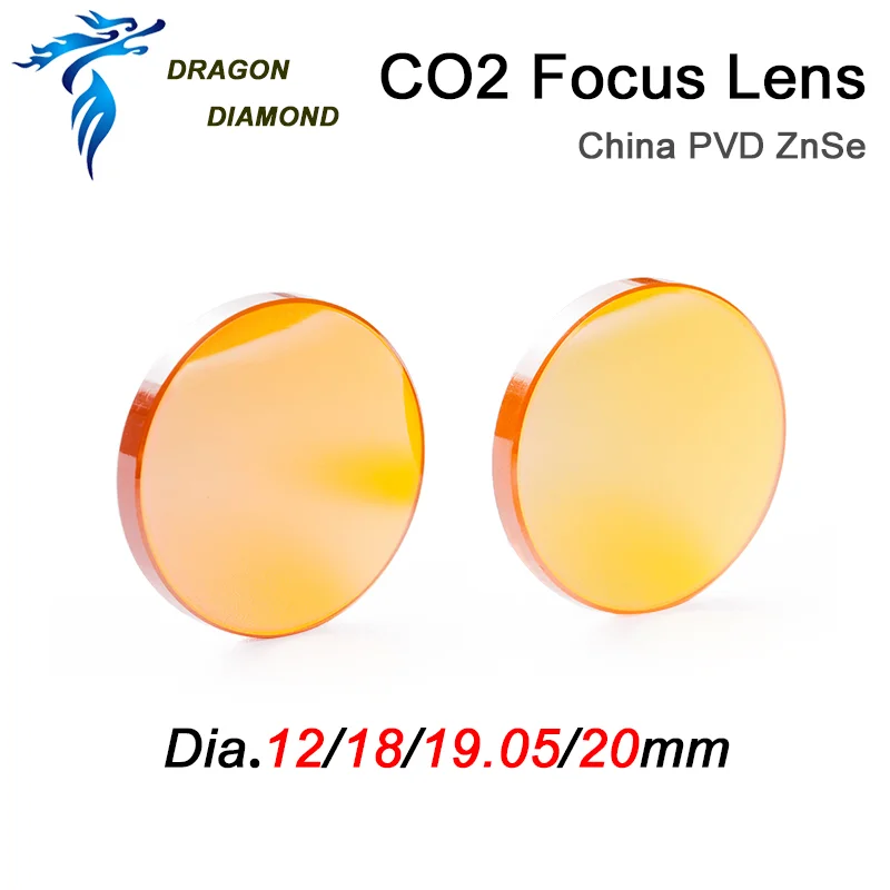 Co2 Focus Lens China PVD ZnSe Dia.12/18/19.05/20 mm FL38.1/50.8/63.5/76.2/101.6 mm For Laser Engraver Machine