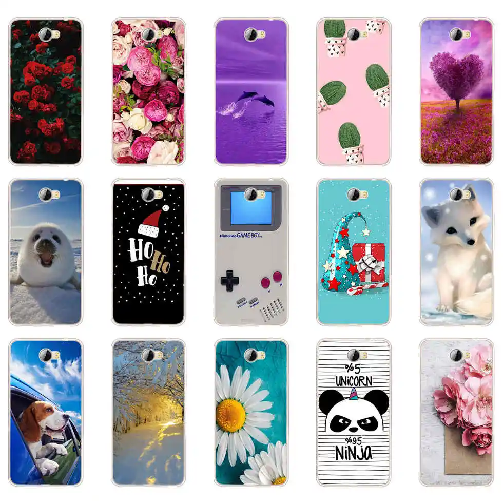 Cat flower Soft Silicone TPU Case cover FOR Huawei Y5 II Y5 2  Compact  Russia Honor 5A LYO-L21