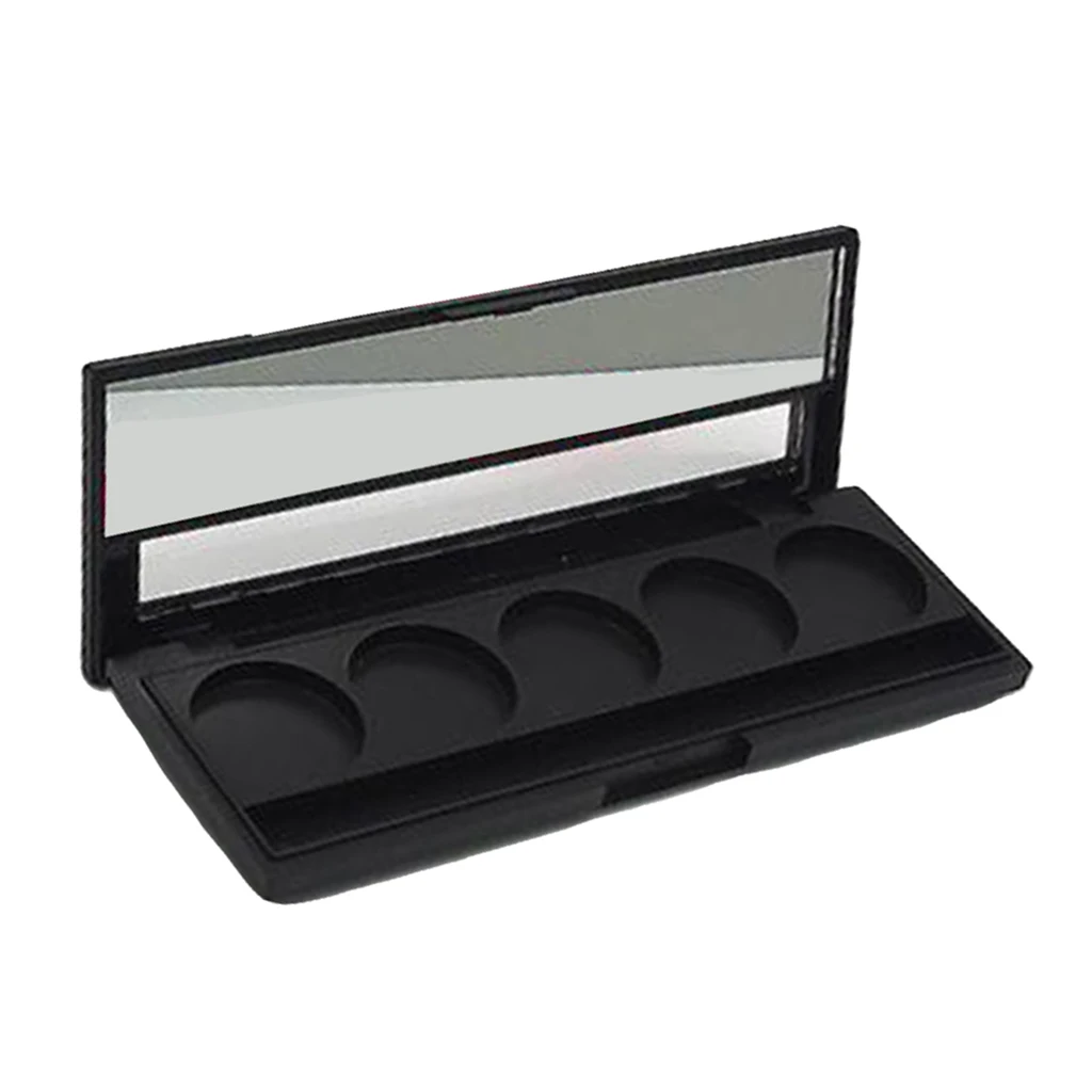 Paleta bronceadora de sombra de ojos de plástico, estuche organizador de polvo con ranura para cepillo, paleta magnética vacía, 5 rejillas