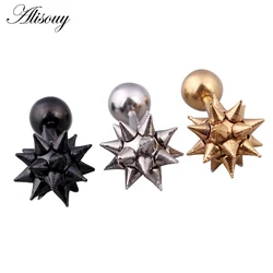 Zwart Zilver Kleur Roestvrij Staal Dame Heren Punk Spike Klinknagel Schroef Bal Oorbellen Stud 2 stuks