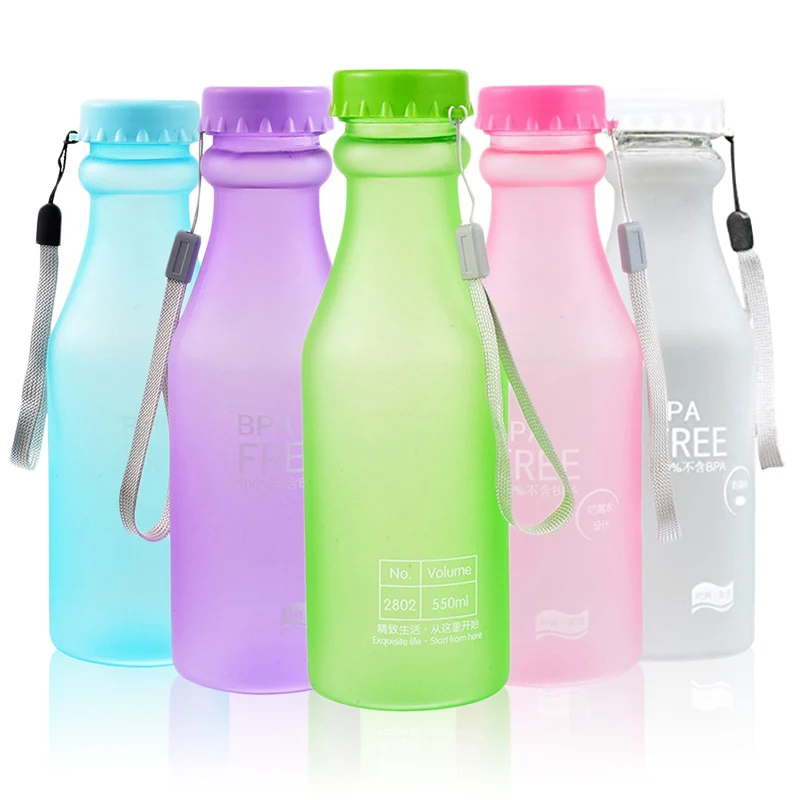 550ML Candy-Colored Drinkware Leak-proof Plastic Portable Non-breakable Soda Bottle Sealed Water Cup Beverage Water Bottle