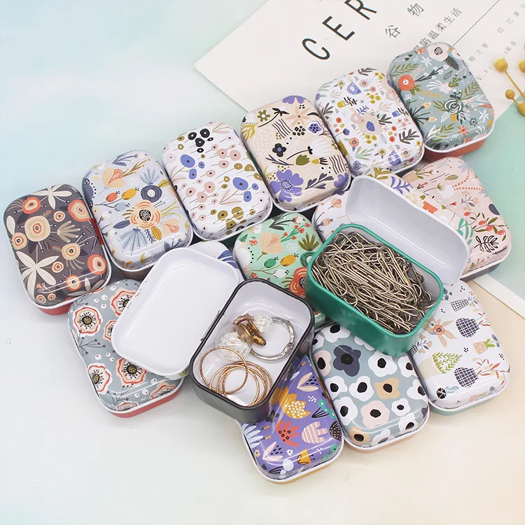 32Pcs (1 Box)  Flower Mini Tin Metal  Sealed Jar Packing  Jewelry Candy Box Small Storage Cans Coin Earrings Headphones Boxes