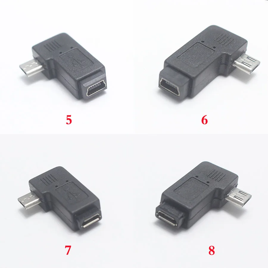 1 szt. 90 stopni lewy i prostopadły Mini USB 5pin żeńska do Micro USB męska synchronizacja danych przejściówka Micro USB do złącza Mini USB