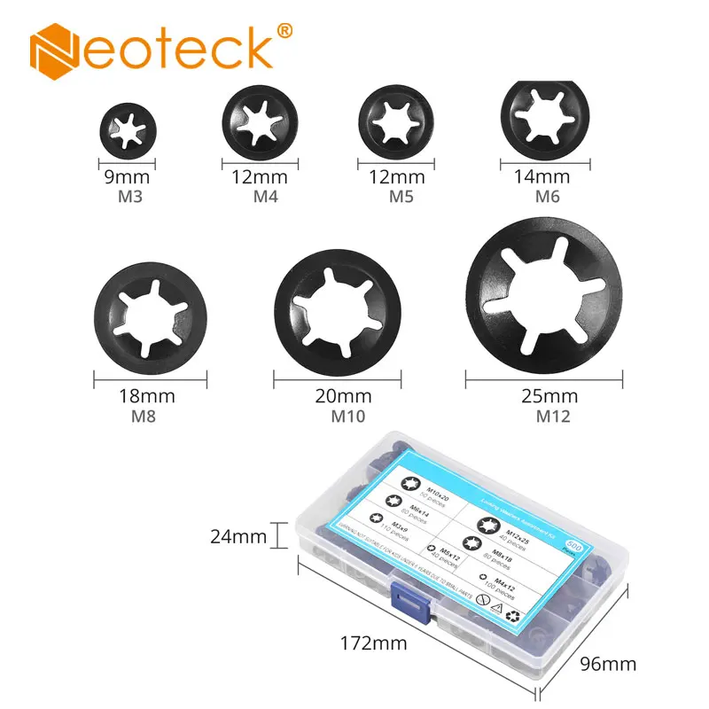 Neoteck internal tooth Starlock  Washer Locking Speed Clip Hardware Anti-corrosion M3-M12