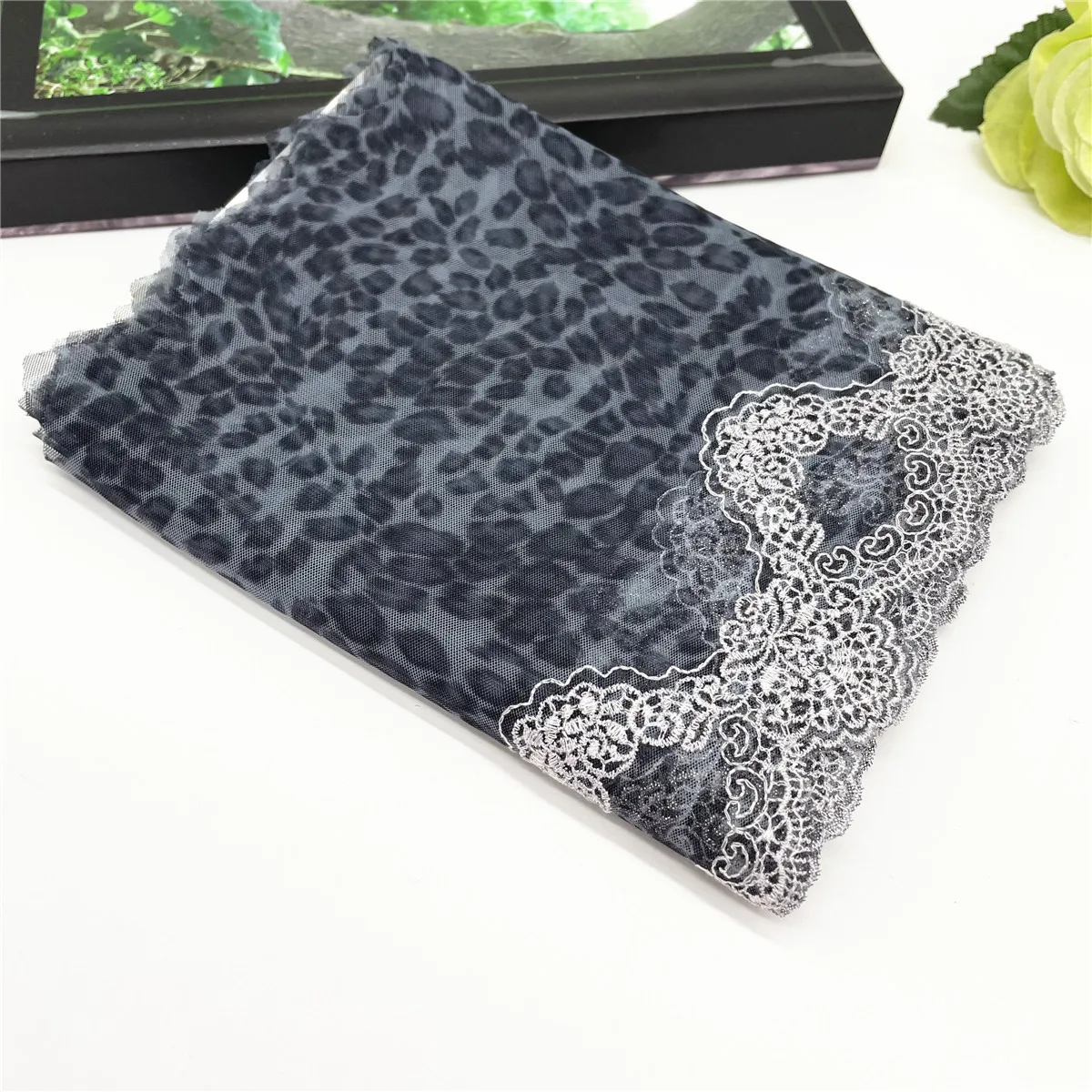 3y/lot Width 17cm Blue Leopard With Silver Embroidery Lace Trim DIY Craft Sewing Supply Skirt Hem Decoration Accessories Dolls