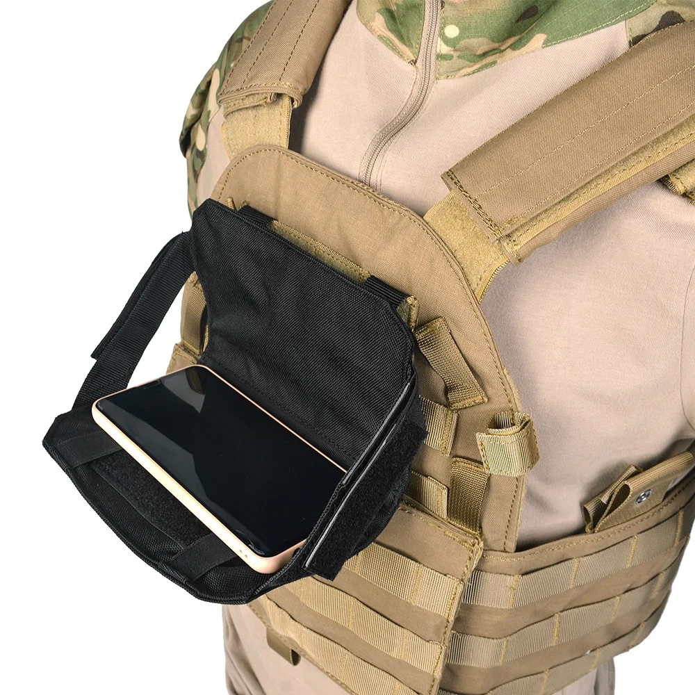 Tactical MOLLE Phone Map Holder Admin Pouch Vest Plate Carrier Front Panel Belt Stiky Pack EDC Utility Nylon Accessories Hunting