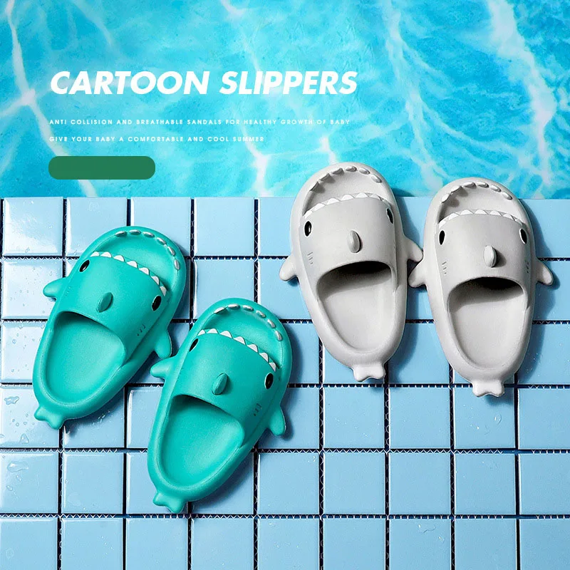 Children Slippers Cartoon Shark Sandals Summer Boys Girls Baby Kids Shoes Soft Sole Anti-Slip