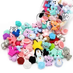 Joepada 10 unids/lote Animal perlas de silicona Koala elefante oso unicornio Mickey Panda collar de dentición bebé mordedor chupete cadenas