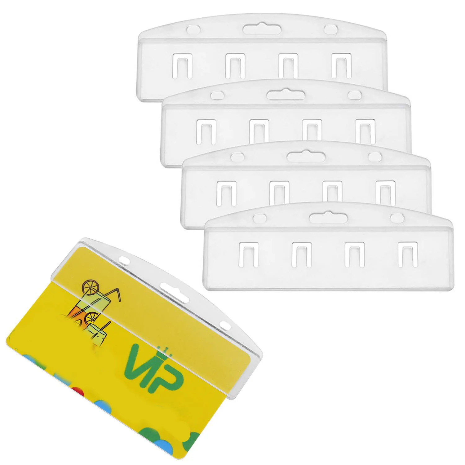 XRHYY-Paquete de 5 tarjetas horizontales de media tarjeta, soporte para tarjetas de identificación, plástico de policarbonato rígido esmerilado,