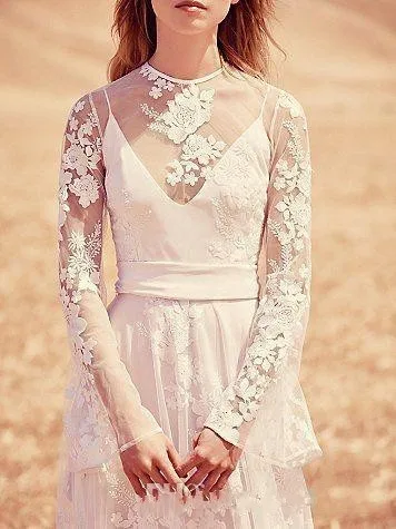 2025 Bohemian A Line O Neck Romantic Bridal Gown Sheer Lace With Long Sleeves Sashes Robe De Mariage custom made wedding dresses