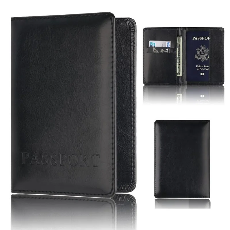 Simple Solid Passport Cover Men Passport Holder Slim Designer Travel Wallet Business Case Minimalist Women Credit Card Holder